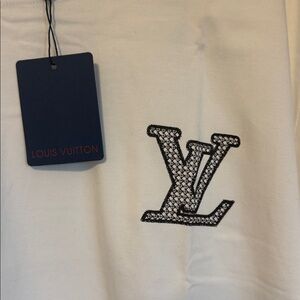 Louis Vuitton White Short-Sleeve Tee with Black LV Patch